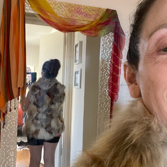 Adrienne Landau 100% Real Fox Fur Vest - Brown Tan Cream Gray - Size Small - Picture 9 of 9